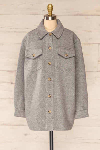 Cargal Grey Wool Jacket w/ Long Sleeves | La petite garçonne front view