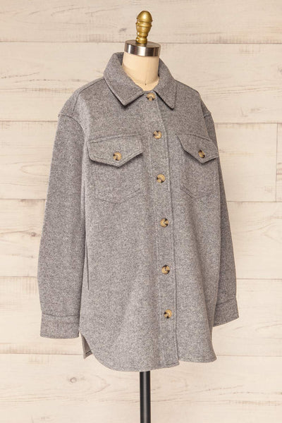 Cargal Grey Wool Jacket w/ Long Sleeves | La petite garçonne side view