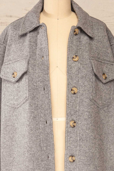 Cargal Grey Wool Jacket w/ Long Sleeves | La petite garçonne open close-up