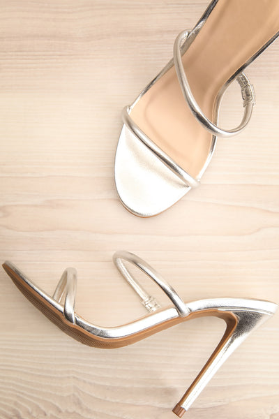 Cariaco Silver Stiletto Heel Sandals | La petite garçonne flat view