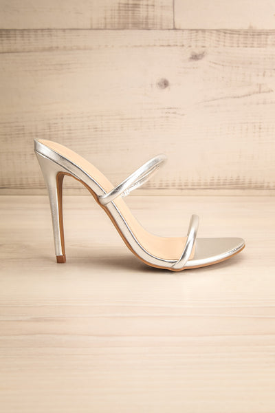 Cariaco Silver Stiletto Heel Sandals | La petite garçonne side view