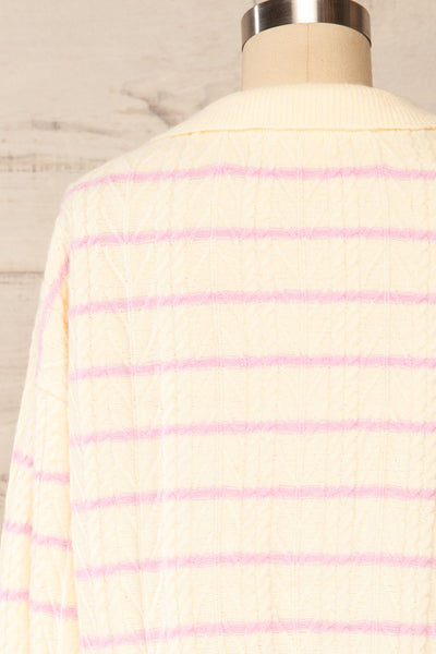 Cariamanga Cream Stripped Knit Top | La petite garçonne back close up