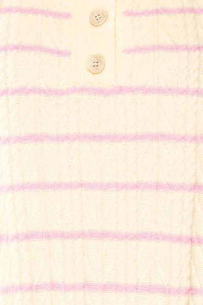 Cariamanga Cream Stripped Knit Top | La petite garçonne fabric