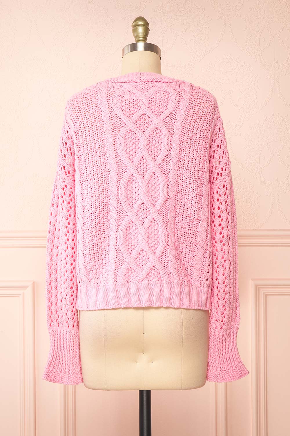 Carine Pink Knit Cardigan | Boutique 1861 back view 
