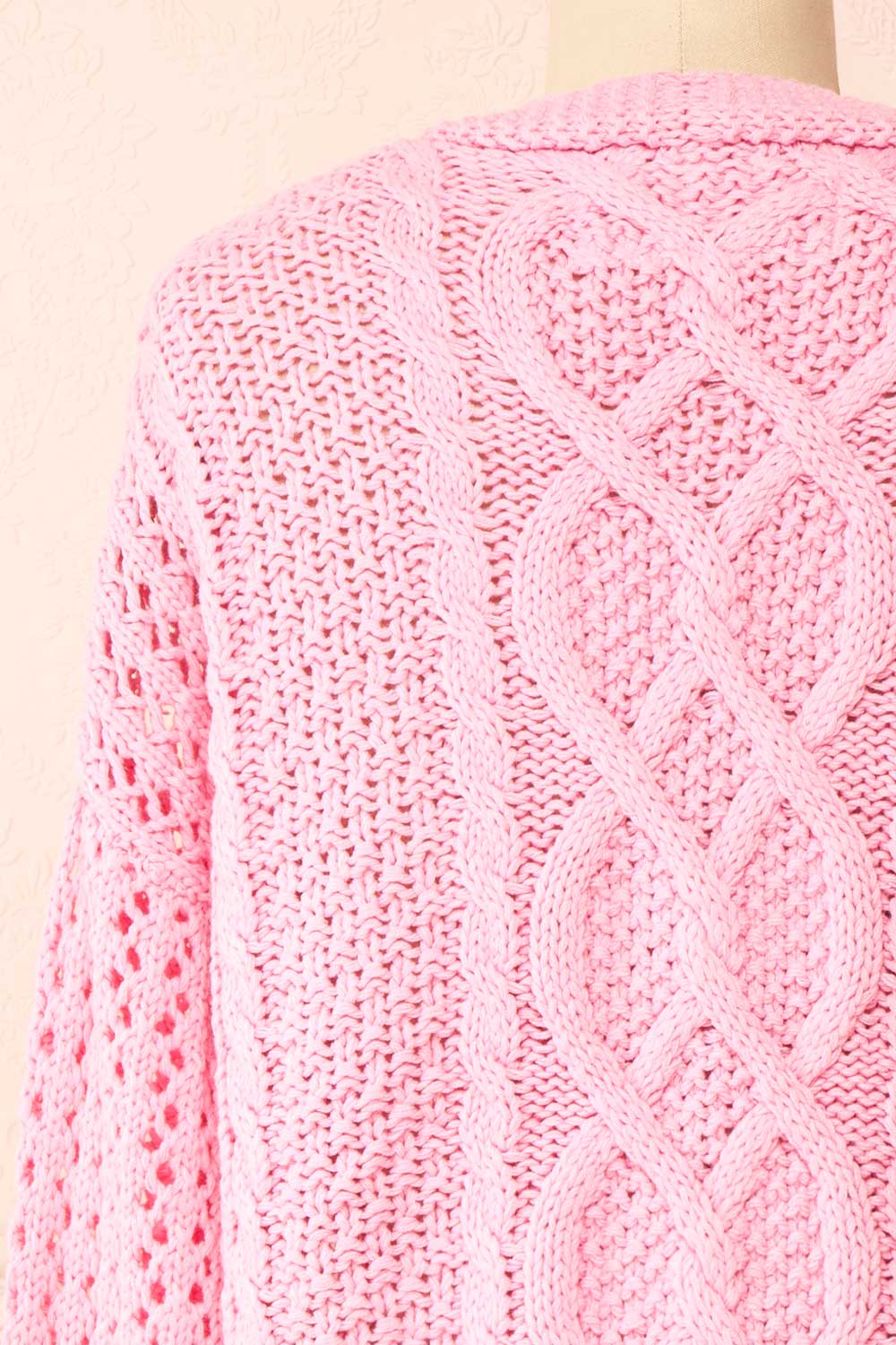 Carine Pink Knit Cardigan | Boutique 1861 back close-up