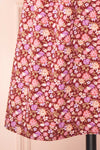 Caritas Burgundy Short Floral Dress w/ Puffy Sleeves | Boutique 1861 details