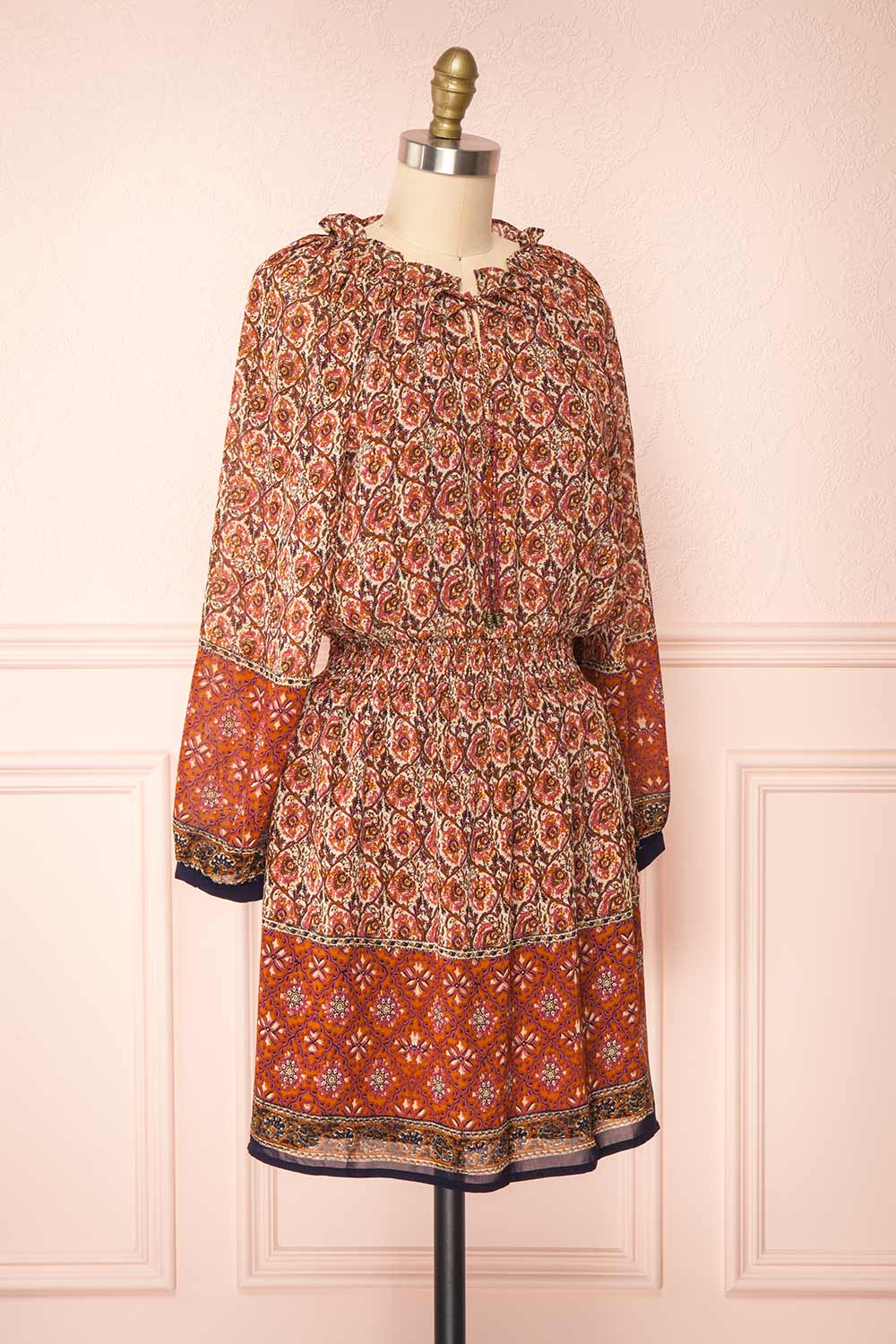 Carlota Paisley Long Sleeve Short Dress | Boutique 1861 side view 