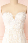 Carolhyn Strapless Ivory Lace Mermaid Bridal Dress | Boudoir 1861 front close-up
