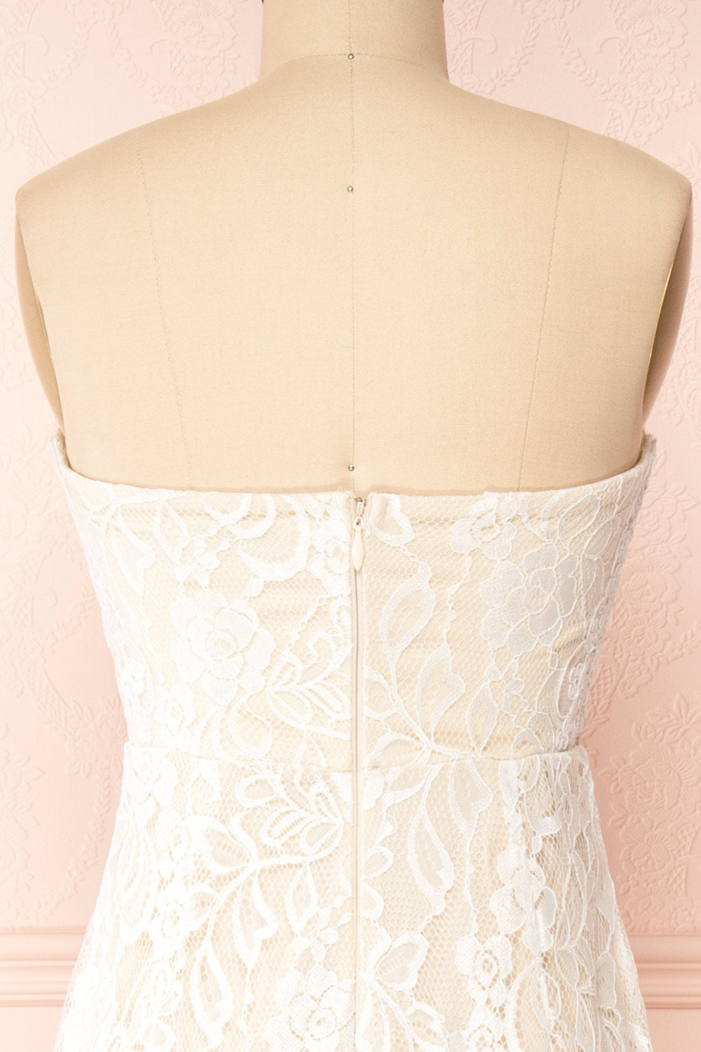Carolhyn Strapless Ivory Lace Mermaid Bridal Dress | Boudoir 1861 back close-up