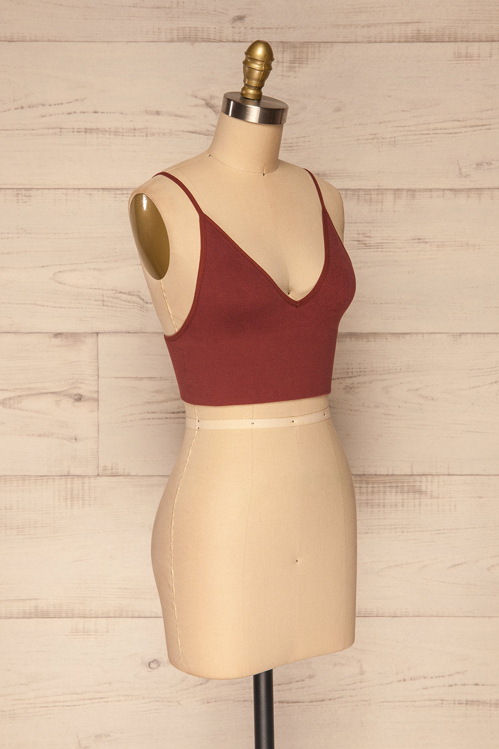 Carpi Burgundy Stretchable Bralette Crop Top | La petite garçonne side view 