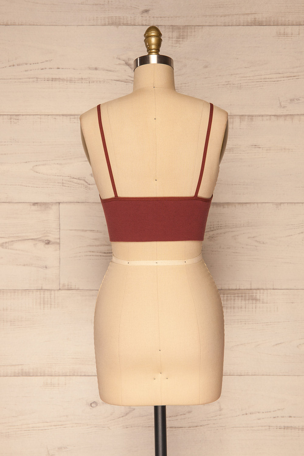 Carpi Burgundy Stretchable Bralette Crop Top | La petite garçonne back view 