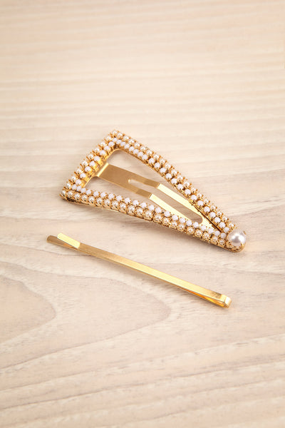 Carpuela Set of Golden Barrettes w/ Pearls | La Petite Garçonne