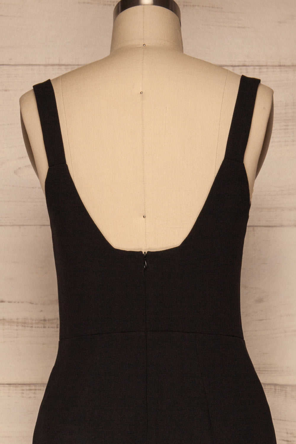 Cartaxo Black Sleeveless Fitted Jumpsuit back close up | La Petite Garçonne