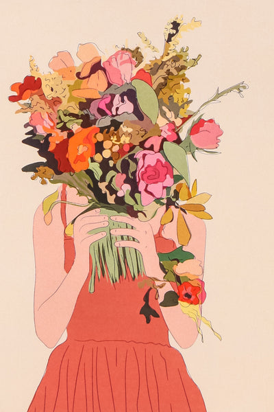 Woman with Flowers Card | Maison garçonne close-up
