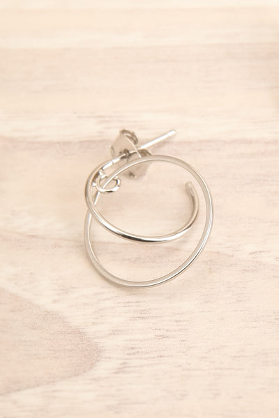 Casadel Silver Small Double Hoop Earrings close-up | La Petite Garçonne