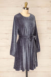 Casale Grey Short Ribbed Velvet Dress | La petite garçonne side view