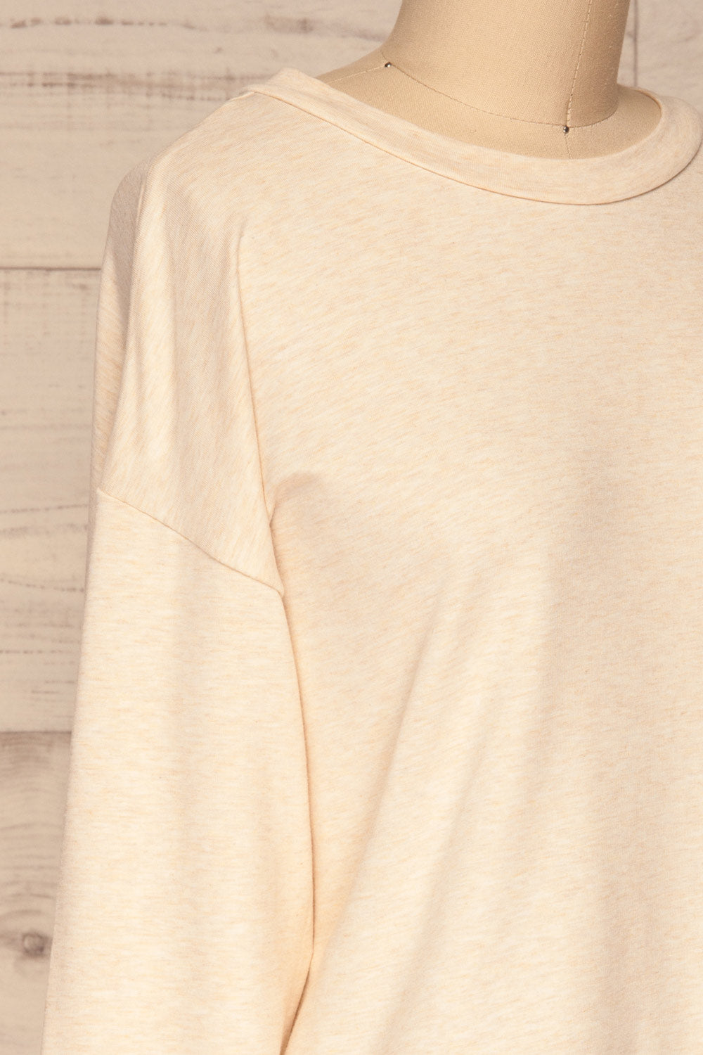 Cascajo Sand Beige Long Sleeved Top | La Petite Garçonne side close-up