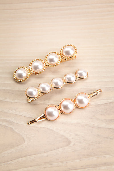 Cashatoma Set of Pearl & Golden Hair Clips | La Petite Garçonne