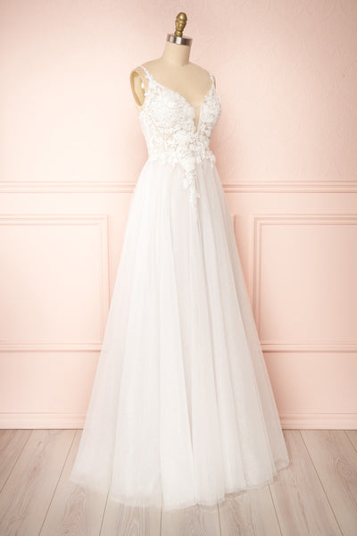 Cassandra Embroidered A-Line Bridal Dress | Boudoir 1861 side view