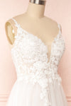 Cassandra Embroidered A-Line Bridal Dress | Boudoir 1861 side close up