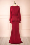 Cassidy Burgundy Plunging Neckline Mermaid Maxi Dress | Boutique 1861 back view