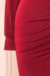 Cassidy Burgundy Plunging Neckline Mermaid Maxi Dress | Boutique 1861 sleeve