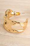 Cassissier Gold Statement Hoops w/ Organic Carvings close-up