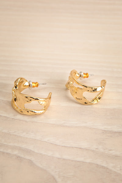 Cassissier Gold Statement Hoops w/ Organic Carvings