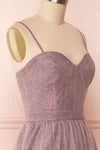 Castalie Lilac Glittery Tulle & Mesh A-Line Dress | Boutique 1861 side close-up