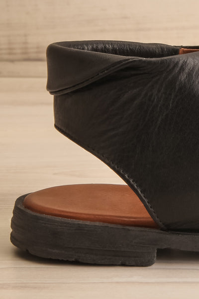 Castella Black Faux Leather Lace-Up Sandals | La petite garçonne side back close-up