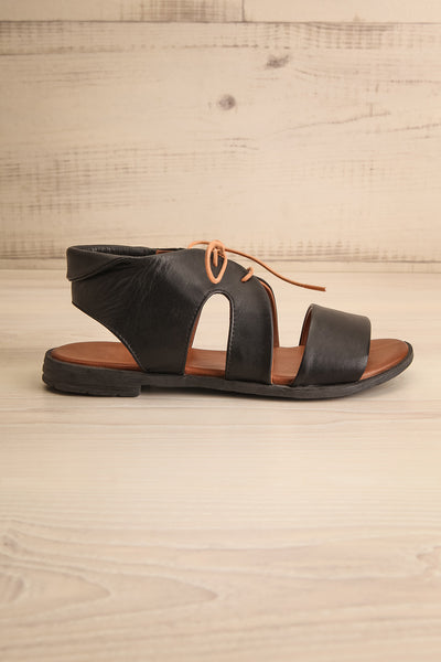 Castella Black Faux Leather Lace-Up Sandals | La petite garçonne side view
