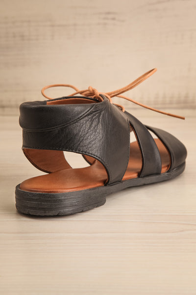 Castella Black Faux Leather Lace-Up Sandals | La petite garçonne back view