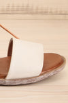 Castella White Faux Leather Lace-Up Sandals | La petite garçonne side front close-up