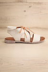 Castella White Faux Leather Lace-Up Sandals | La petite garçonne side view