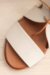 Castella White Faux Leather Lace-Up Sandals | La petite garçonne flat close-up