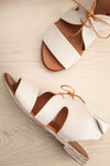 Castella White Faux Leather Lace-Up Sandals | La petite garçonne flat view