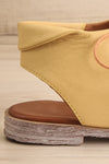 Castella Yellow Faux Leather Lace-Up Sandals | La petite garçonne side close-up