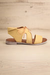 Castella Yellow Faux Leather Lace-Up Sandals | La petite garçonne side view