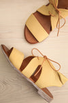 Castella Yellow Faux Leather Lace-Up Sandals | La petite garçonne flat view