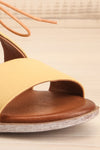 Castella Yellow Faux Leather Lace-Up Sandals | La petite garçonne front close-up