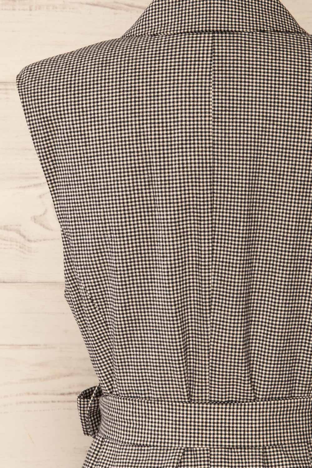 Castellon Sleeveless Short Plaid Blazer Dress | La petite   garçonne back close-up
