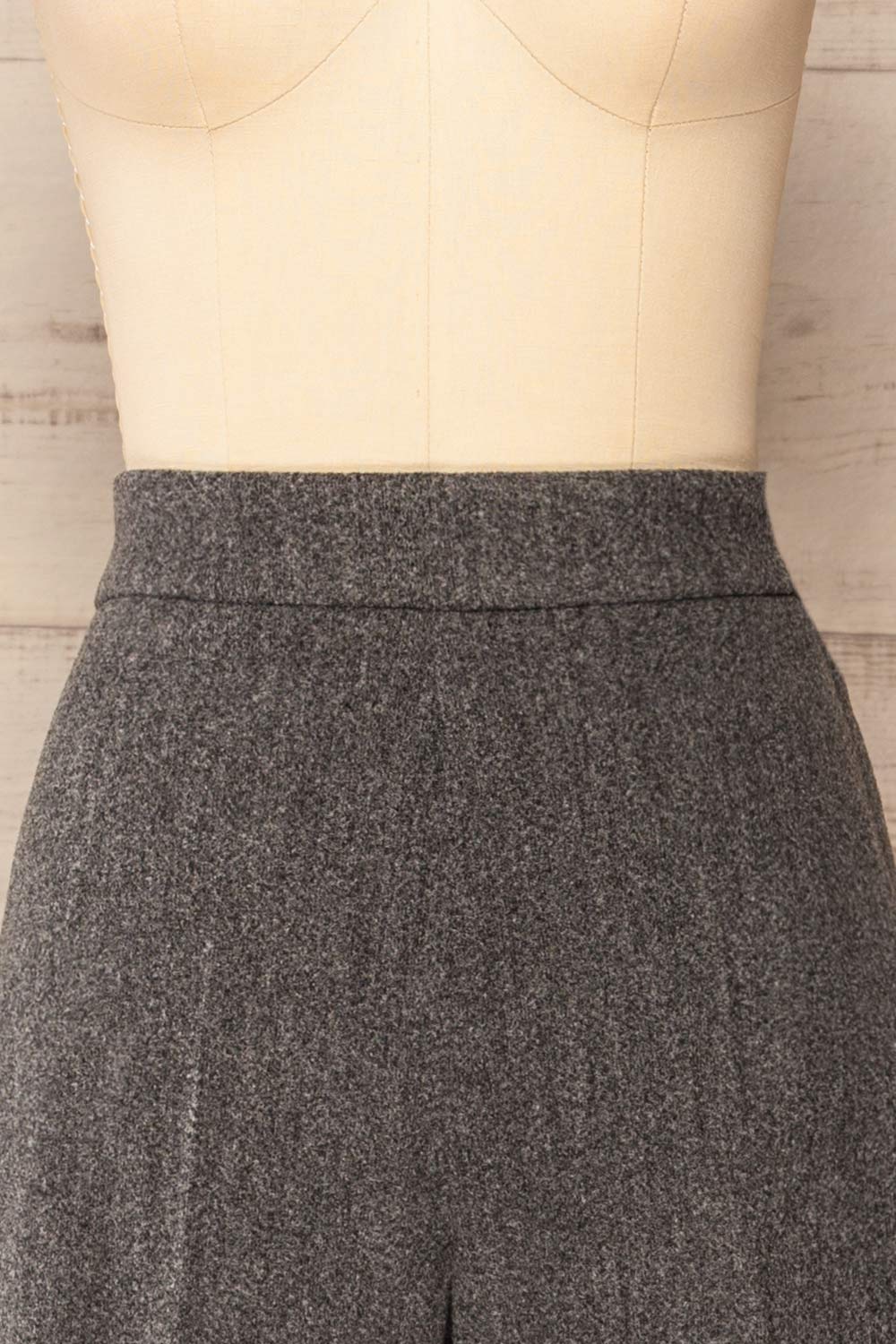 Castelluzzo Grey Wide Straight Leg Pants | La petite  garçonne front close-up