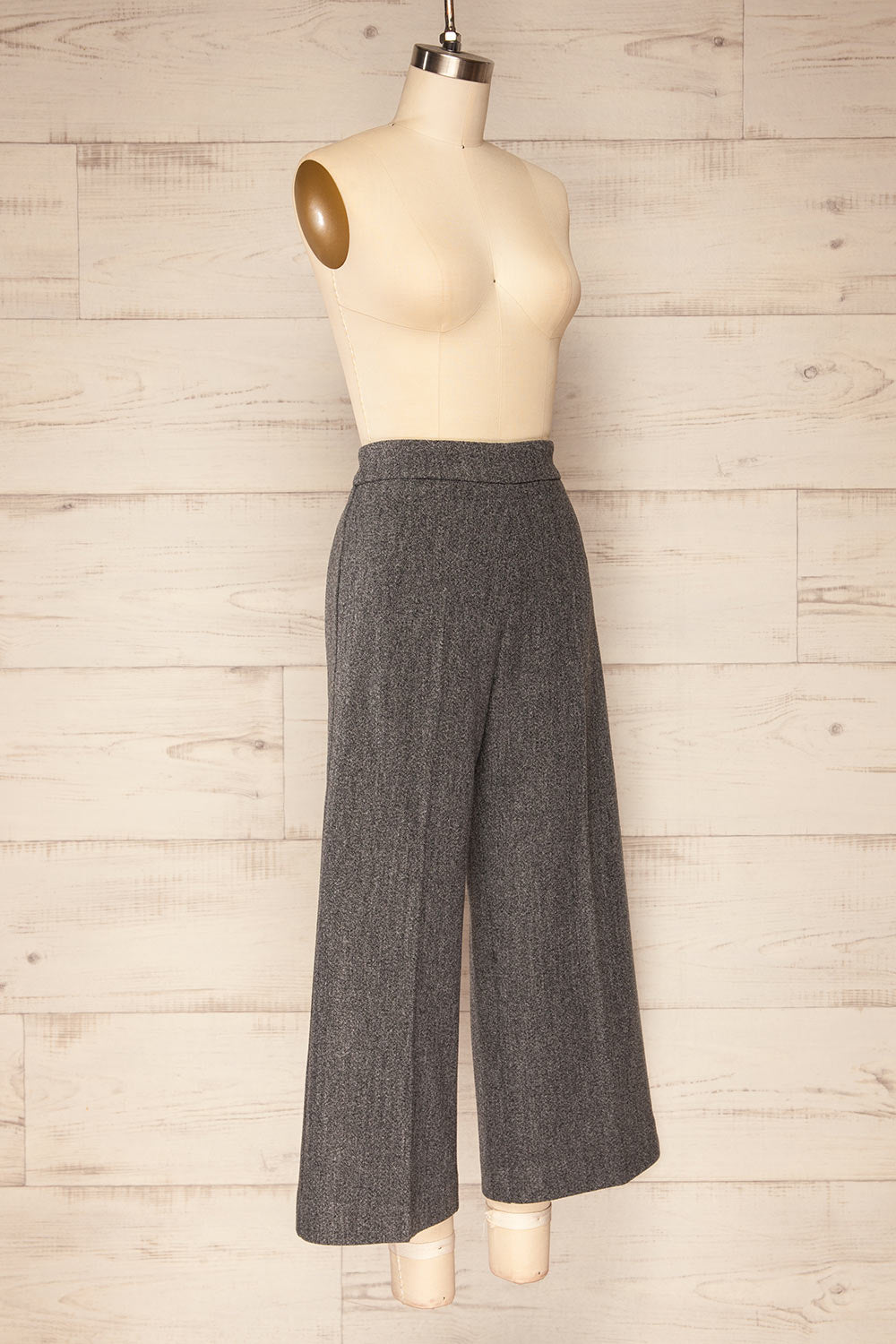 Castelluzzo Grey Wide Straight Leg Pants | La petite  garçonne side view