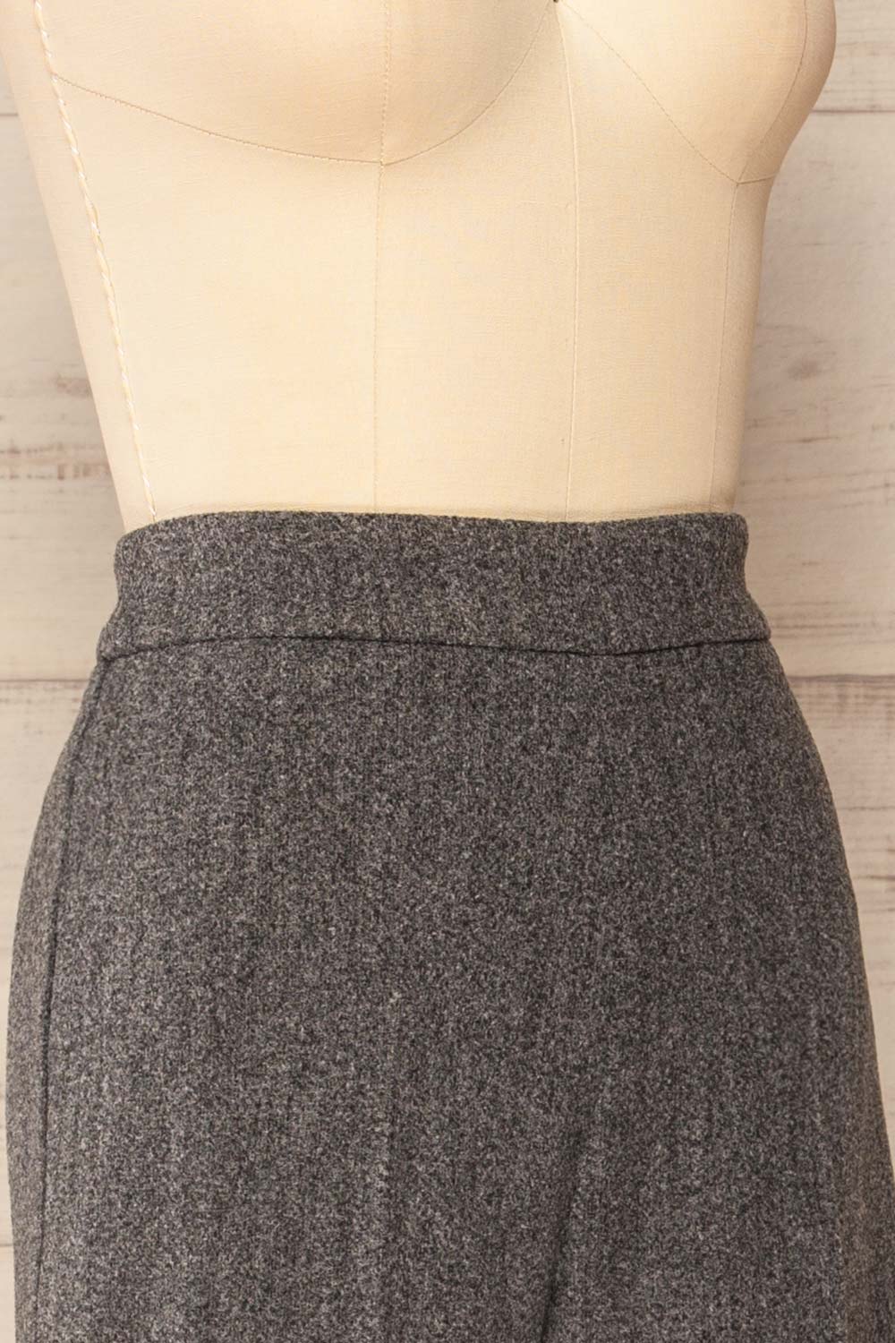 Castelluzzo Grey Wide Straight Leg Pants | La petite garçonne side close-up