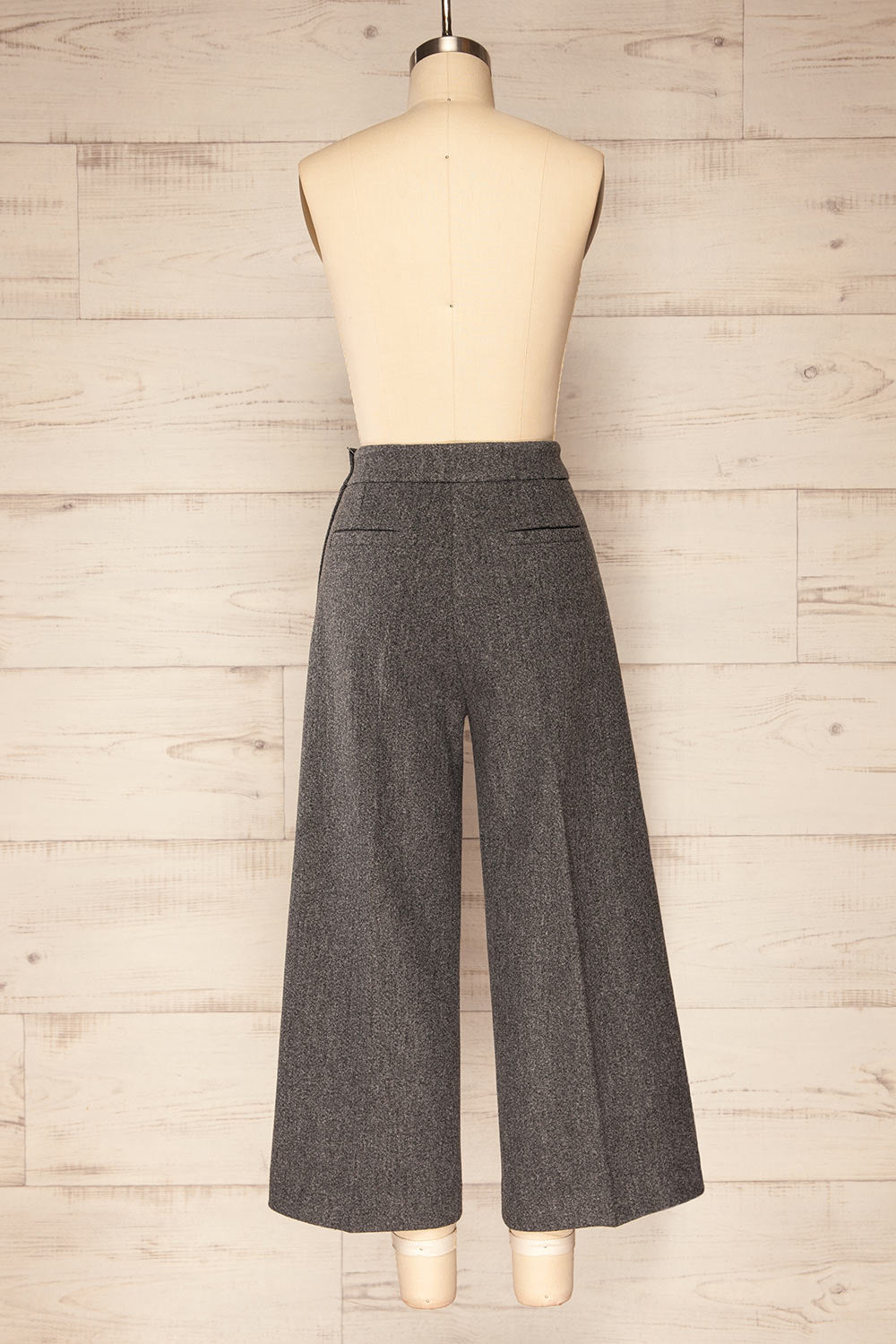 Castelluzzo Grey Wide Straight Leg Pants | La petite garçonne back view