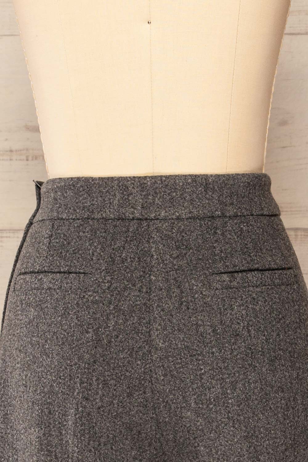 Castelluzzo Grey Wide Straight Leg Pants | La petite garçonne back close-up