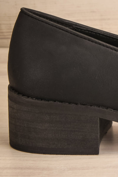 Castelnau Black Matt & Nat Block Heel Shoes side back close-up | La Petite Garçonne