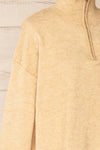 Castiglione Quarter-Zip Beige Knit Sweater | La petite  garçonne side close-up