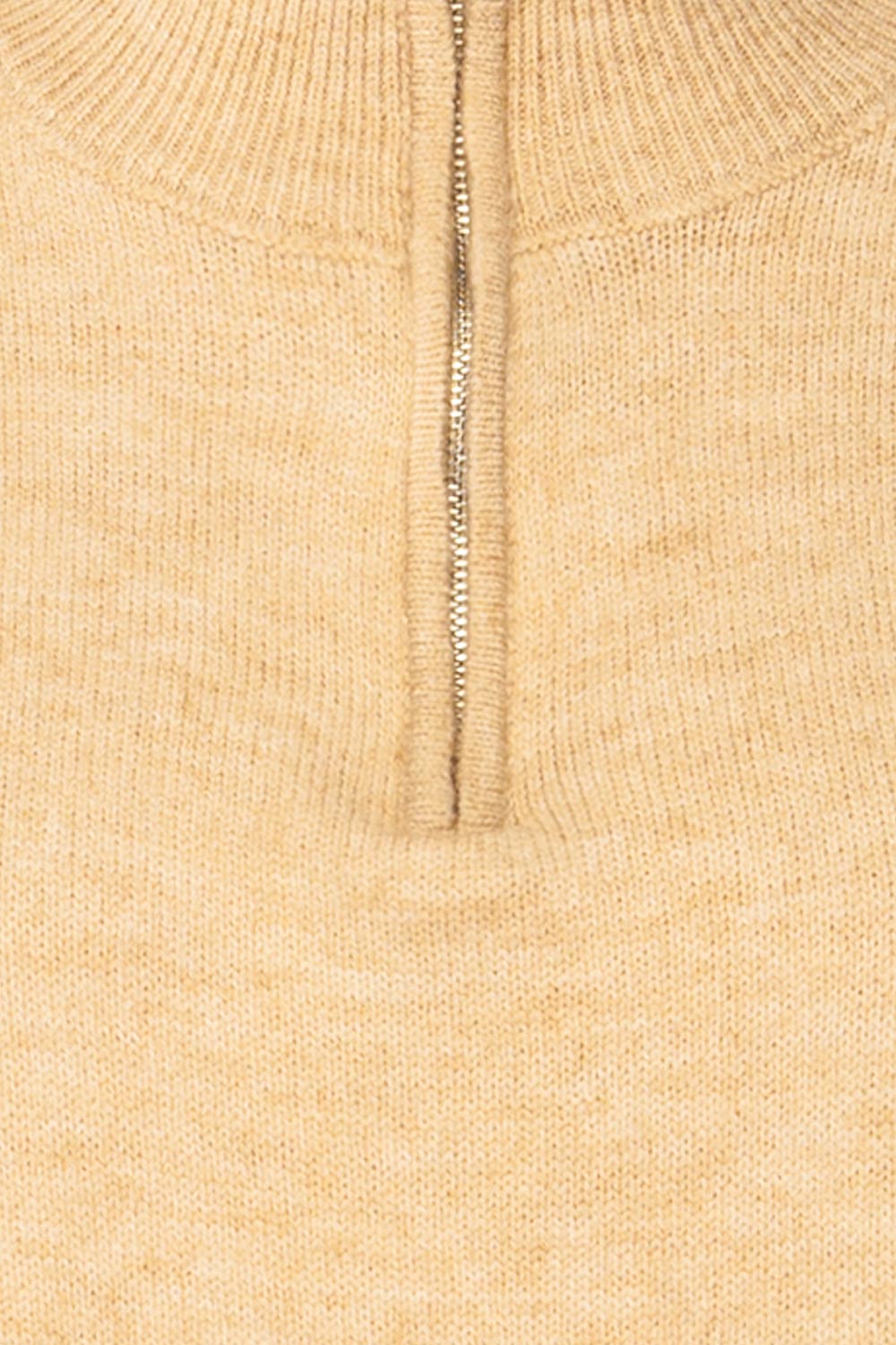Castiglione Quarter-Zip Beige Knit Sweater | La petite  garçonne fabric