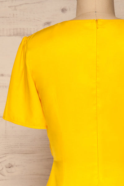 Catanas Yellow Short Sleeve Dress w/ Bow | La petite garçonne back close-up